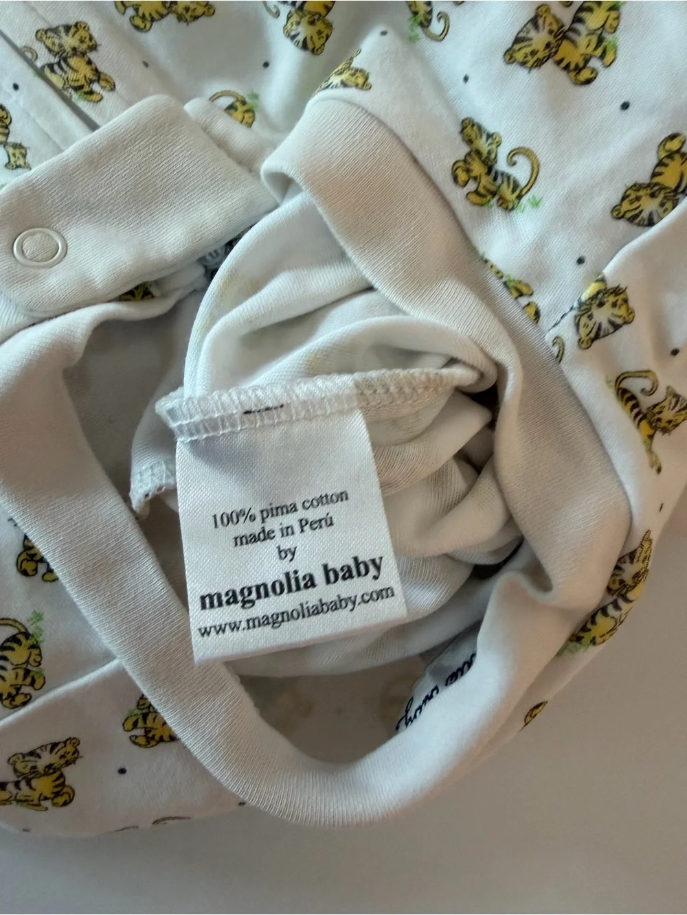 Magnolia Baby White Footed One-Piece Footie Pajama with Tiger Print